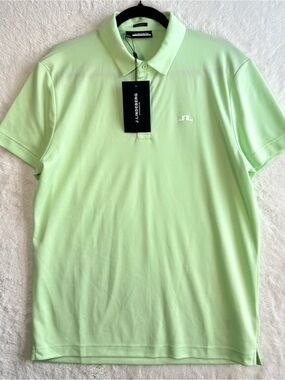 J. Lindeberg Peat Regular Fit Polo Shirt Men’s Large Patina Green Golf NEW